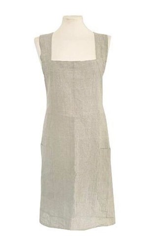 Natural linen apron - apron, cross