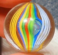 13/16" Killer Vivid Panelled Solid Core Antique Handmade Marbles ( GP) MINT 