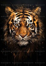GOLD TIGER ART PRINT, Abstract