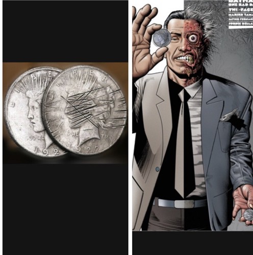 Two face sided - face, scratched