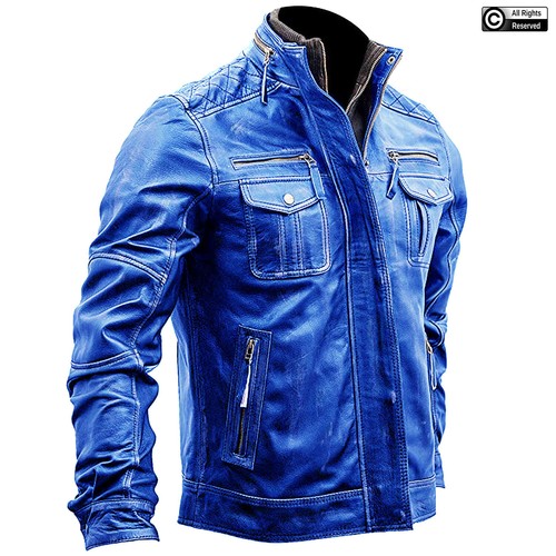 Mens leather jacket cafe racer - jacket,