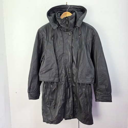 Vintage leather parka jacket - vintage,