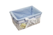 White Wicker Storage Gift Hamper Lined Basket Small, Medium, Large OR Set of 3