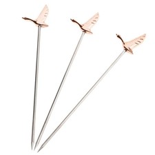 3 Pieces Stainless Steel Cocktail Picks Fruit Sticks for Party