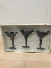 Set Of 3 Cast Iron Bird Theme Hooks