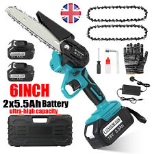 6" Electric Mini Chainsaw Cordless Handheld Chain Saw 5.5Ah Battery for Makita 