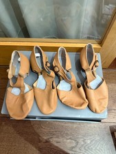 Beige leather professional teacher Dance shoes