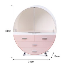 Large 2 Drawers Cosmetics Organiser Dome Box Dressing Table Makeup Storage Case