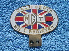 VINTAGE 1970s CALIFORNIA MG T REGISTER CAR BADGE ~EARLY TA/TB/TC/TD/TF CLUB RARE
