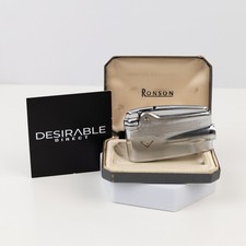Ronson Varaflame Butane Lighter Boxed Silver Gold Chevron Spares Made In England