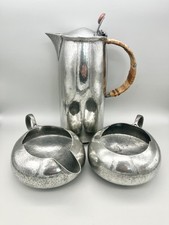 3 PIECE PEWTER COFFEE SET, ARCHIBALD KNOX / LIBERTY & CO, LONDON, c.1910s