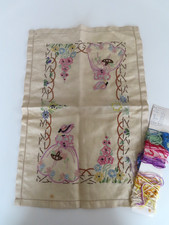 Vintage HAND EMBROIDERED CRINOLINE LADIES Design to be finished TRAY CLOTH