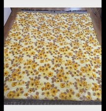 Retro Vintage 1970's Flower Power Quilted Bed Throw Quilt Hippie Hippy Double