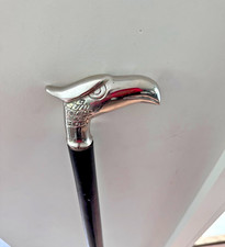 Victorian Style Walking Stick Metal Finish Classic Wooden Cane