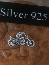 Silver motorbike pendant - silver, on