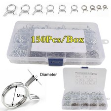 150x Stainless Steel Double Wire Hose Pipe Spring Clips Pipe Air Fuel Tube Clamp