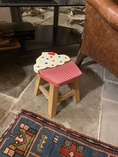 Childs novelty Stool cupcake ice cream Seat Sturdy wooden 25cm 