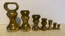 Set Of 7 Vintage Imperial Bell Brass Weights For Balanced Kitchen Scales