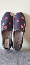 Cath Kidston Poly Button Spot slip on shoes SIZE 4 - BNWOTB