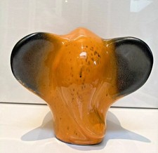 Otto Keramik Elephant Figure German Fat Lava Rare Retro Pottery Orange & Black 