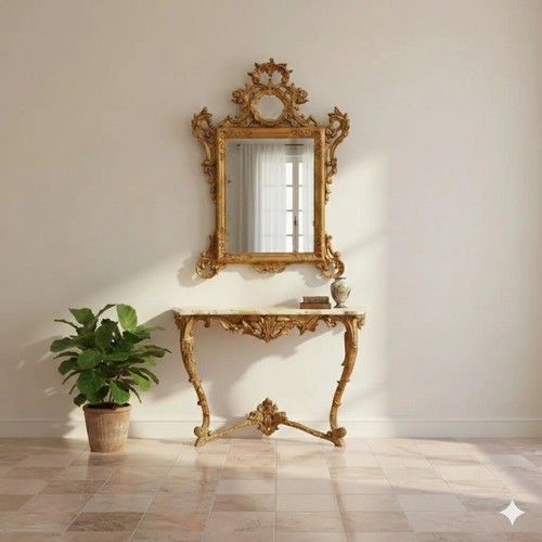 Antique mirror carved - carved, gilded