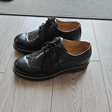 Grinders Bertrum Black Unisex American Brogue Casual Real Leather Lace Up Shoes