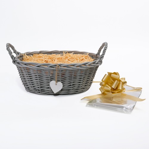 Grey wicker basket - grey,