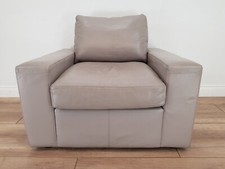 ARMCHAIR Multiyork Grey Leather Removable Cushions Square Frame FREE DELIVERY