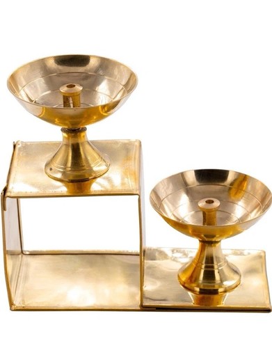 Traditional brass diya - , oil