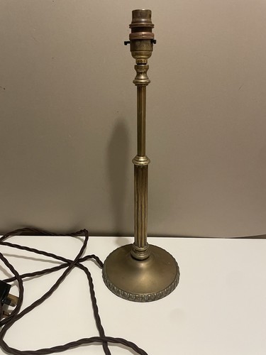 Vintage brass column lamp base - column,