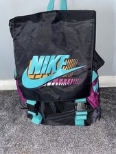 Vintage Retro 80s Nike Air Gym Backpack parachute Bag Black Multi Color VGC RARE