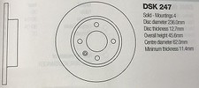 DSK247 VW CADDY & SKODA CUBE VAN/FAVORIT/FELICIA BRAKE DISC