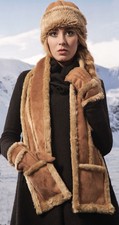 SHEEPSKIN FUR SCARF FAUX SHEARLING LAMB  HAND WARMER MUFF WRAP COLLAR 