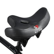 WEST BIKING PU Leather Bike Saddle Comfort Hollow Bicycle Seat Cushion Black