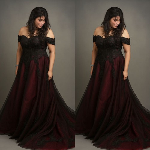 Black gothic wedding dresses - black,
