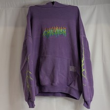 Childish Robs Motors Hoodie UK Small Purple Green Lightning Unisex Used