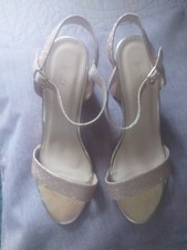 Ladies Sandals ,Rose Gold Glitter ,Block Heel Size 6 (39)