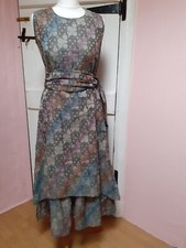 Silk tea dress handmade quirky unique downton boho retro lagenlook S/M