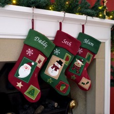 Personalised Christmas Stocking Embroidered Xmas Luxury Sack Santa Deluxe 
