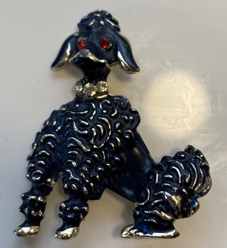 Vintage black poodle dog with - dog,