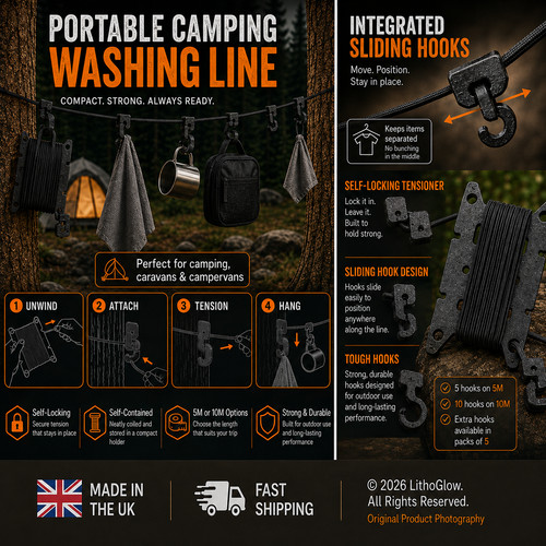 Portable camping washing line - portable,