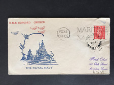 GB 1940s BRITISH FLEET MAIL 33 PMK (MALAYA) ON HMS CONCORD ILLUS. COVER TO USA