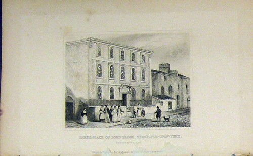 Original old antique print - old,