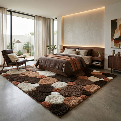 Boho pebble stone area - boho, rug