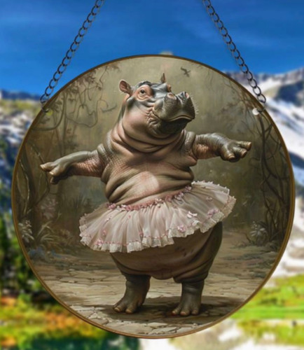 Hippo ballet suncatcher - hippo,