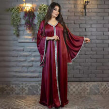 Moroccan Dubai Women Long Dress Abaya Muslim Robe Kaftan Evening Party Gown Arab