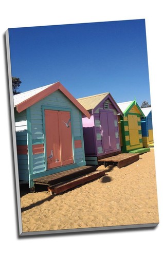 Beach huts seaside canvas - huts,