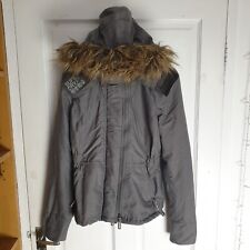 Superdry Coat The Wind Attacker Grey Fleece Lined Parka Jacket Size UK Small