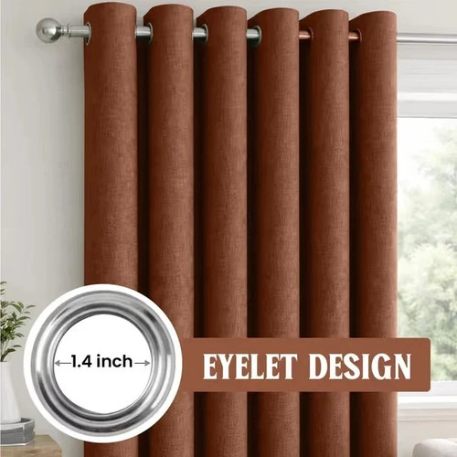 Rust blackout linen curtain - linen,