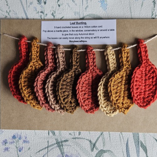 Crochet leaf bunting autumn - leaf, bunting.
